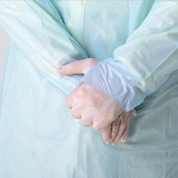 Infecção do vírus dos vestidos protetores descartáveis longos da luva anti com furo do polegar