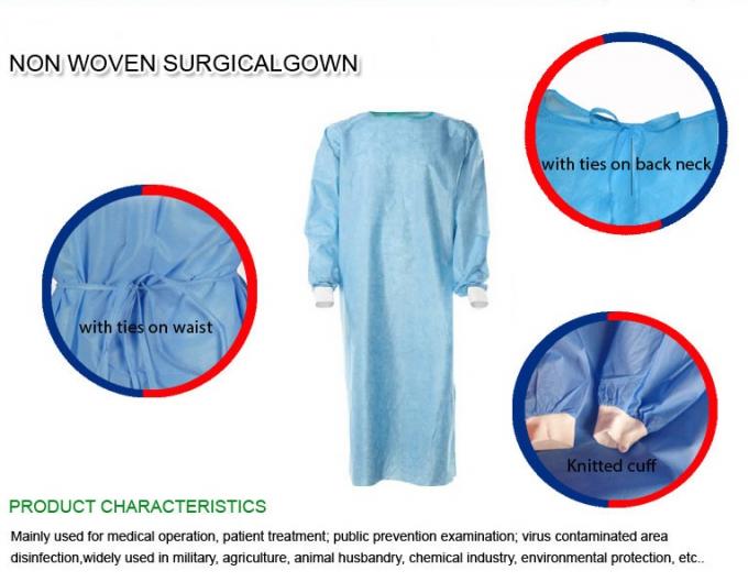 Vestido cirúrgico descartável não tecido para a operação médica/tratamento paciente