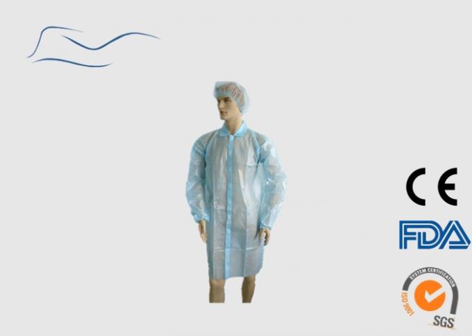 Waterproof revestimentos descartáveis do laboratório iluminam - a cor azul com pulso elástico