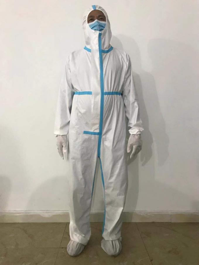 Combinações encapuçados descartáveis de pouco peso, vestidos protetores descartáveis resistentes fluidos