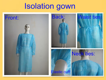 Vestidos plásticos descartáveis pacientes do pescoço redondo, vestidos médicos do isolamento