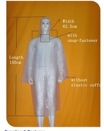 Vestidos plásticos descartáveis unisex, capa de chuva plástica descartável confortável
